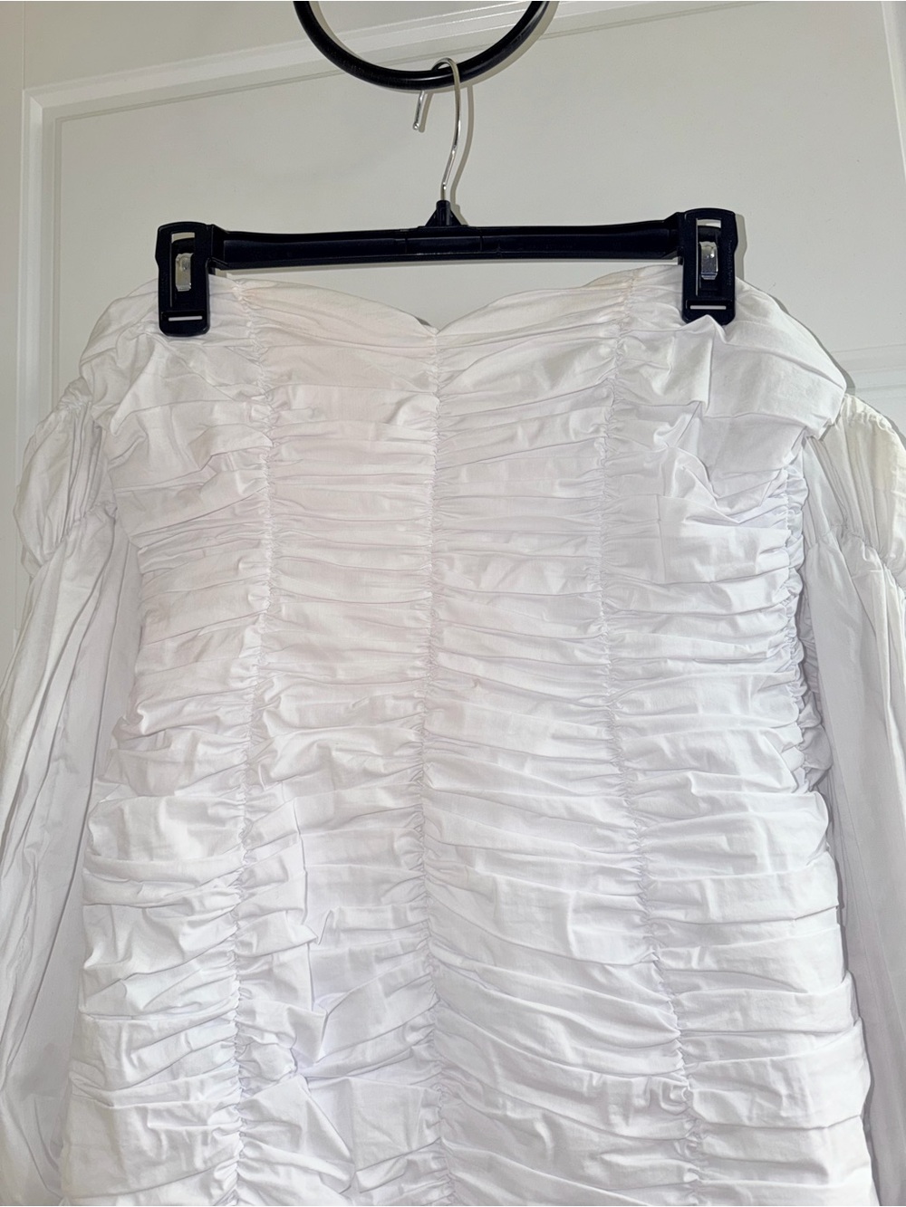 White Ruched Off-Shoulder Dress - Picture 3 of 9